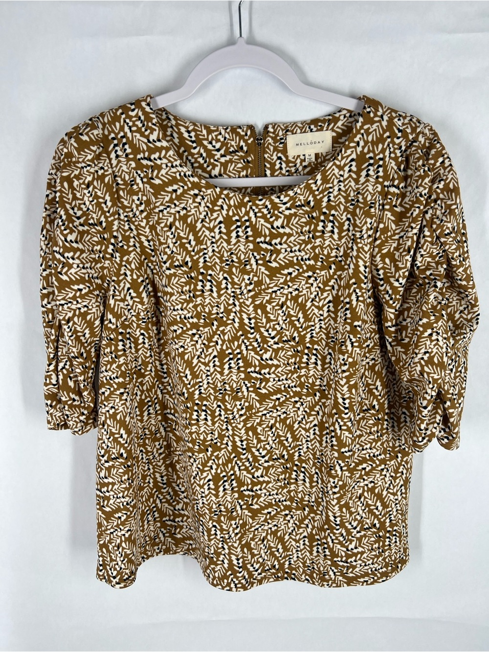 Melloday Printed Puff Sleeve Blouse Size M